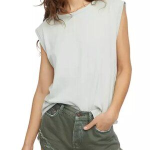 Free People Kasee Sleeveless Crewneck Muscle Tee (Mint Soda Lime) - Size Large